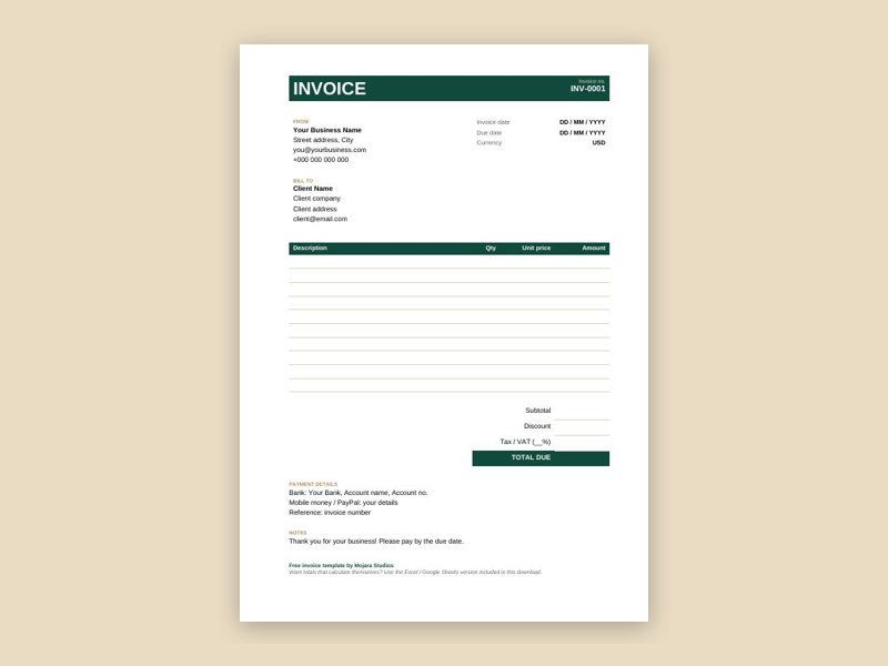 Free Invoice Template preview