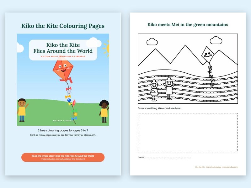 Free Kiko the Kite Colouring Pages preview