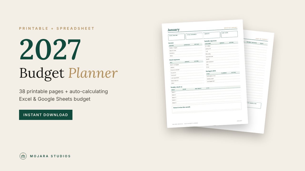 2027 Budget Planner